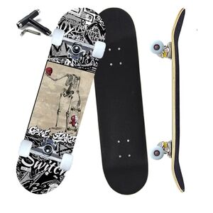 Terror Skull Skeleton Pro Complete Skateboard 31"x8"